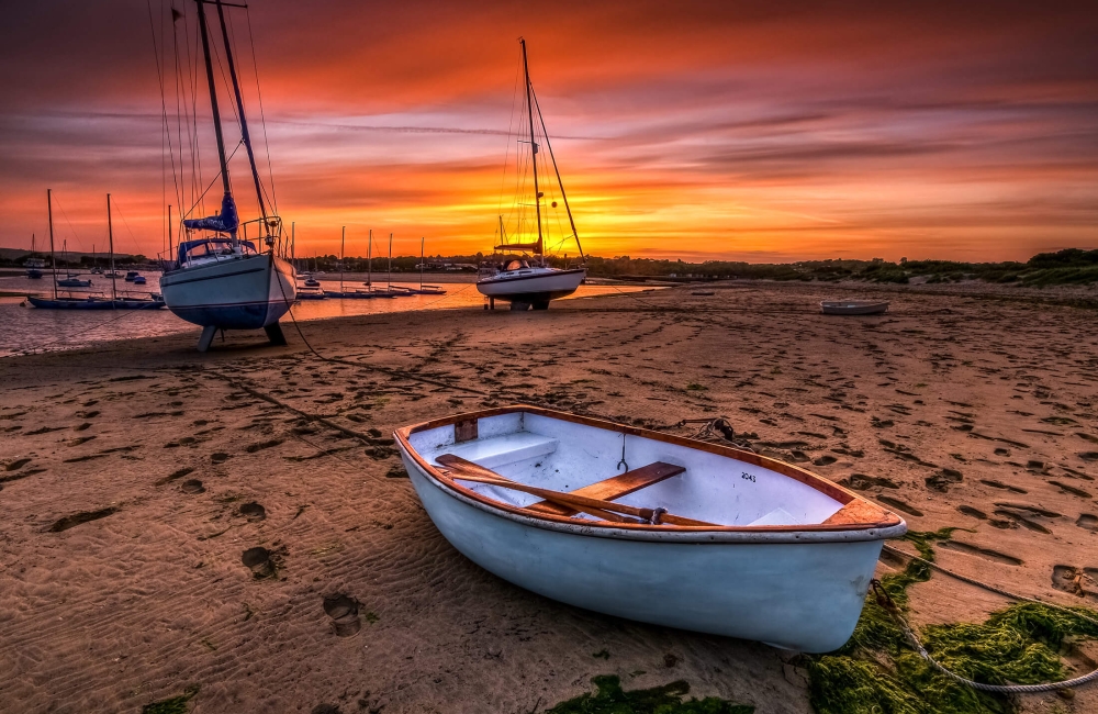 Sail boats on the beach 