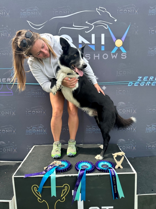 Abigail and Dash on the podium