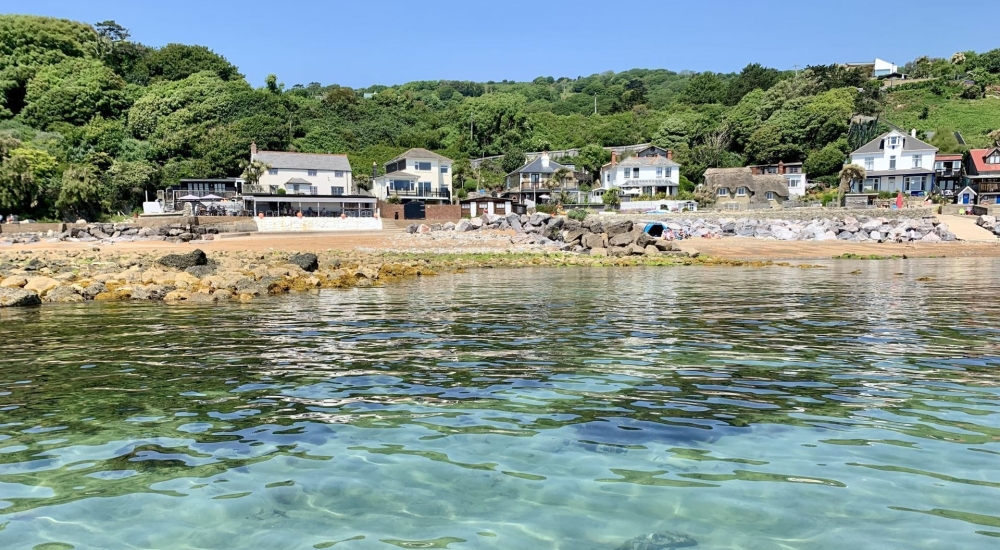 crab shed pictured from the sea