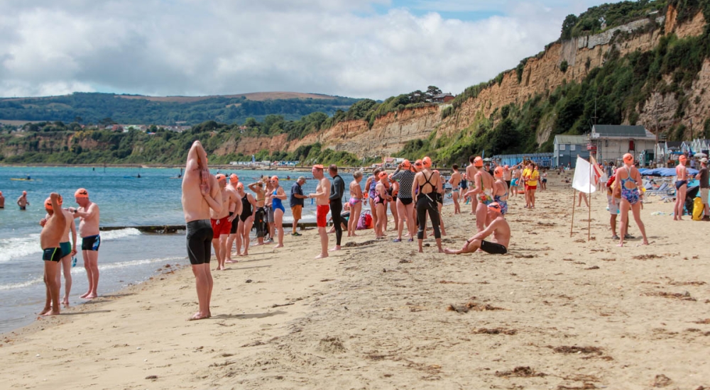 swimmers on beach