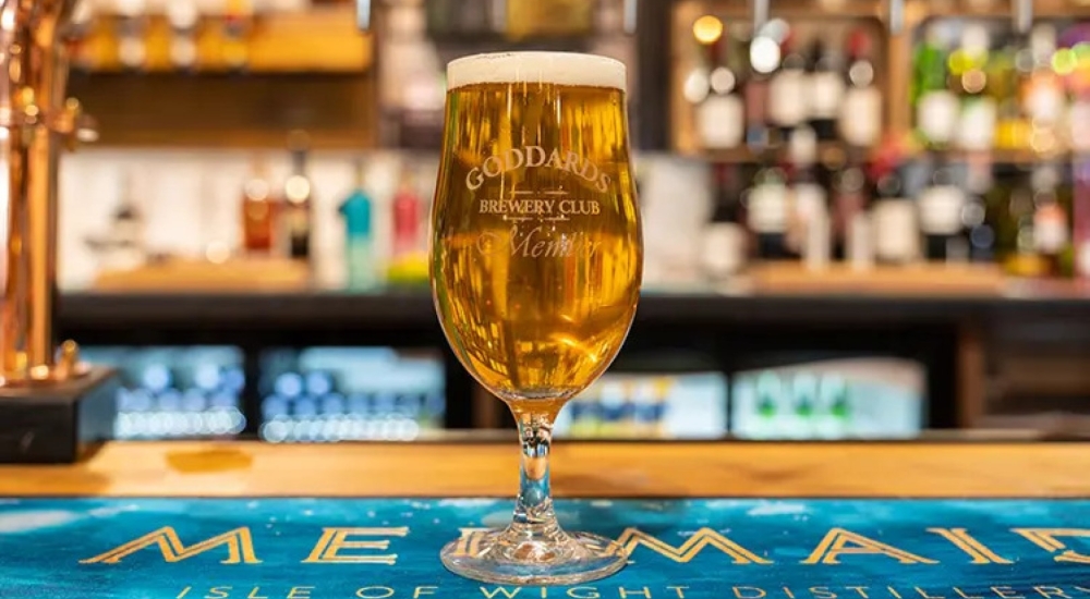 pint of beer on the bar at goddards brewery